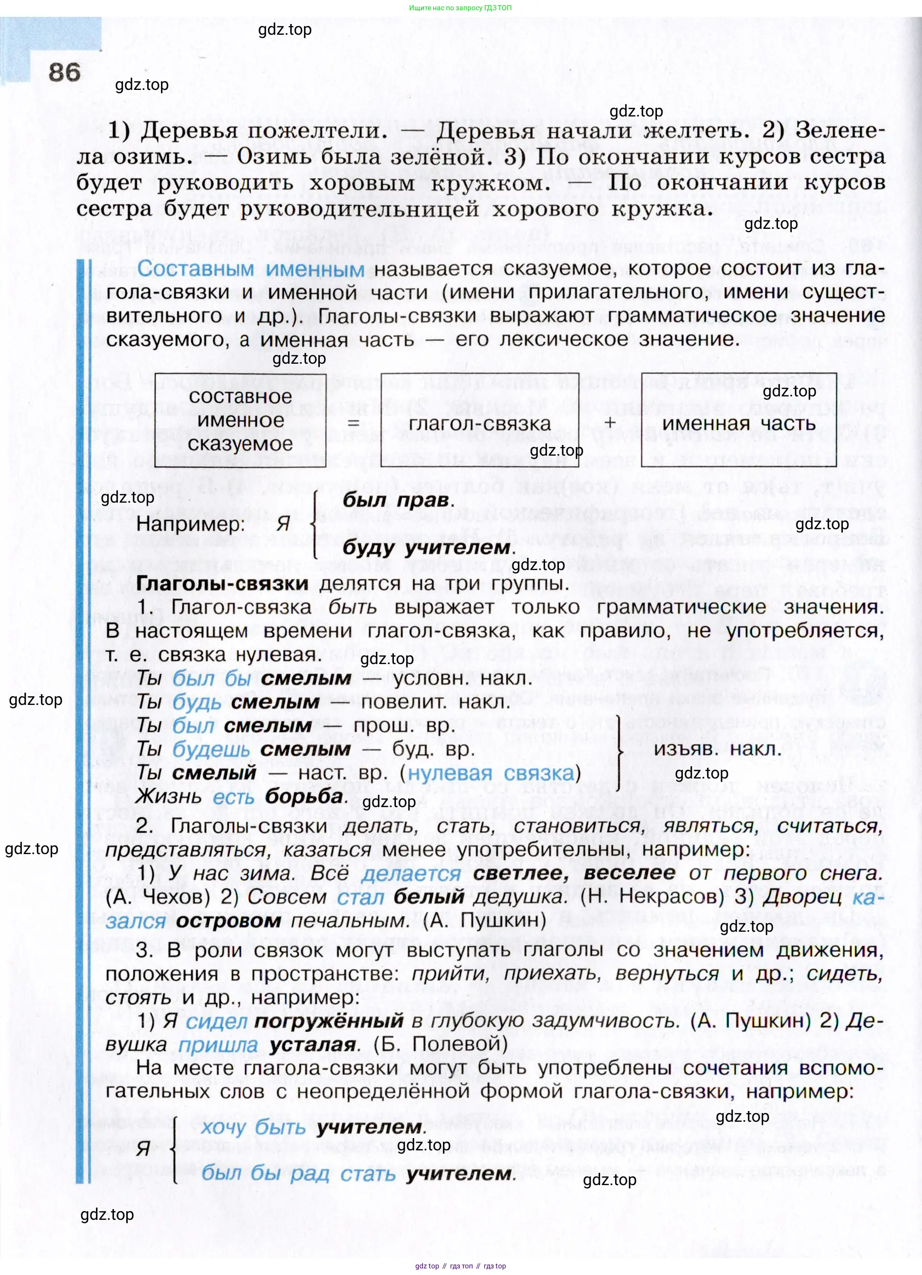 Русский язык, 8 класс Учебник, авторы: Бархударов Степан Григорьевич, Крючков Сергей Ефимович, Максимов Леонард Юрьевич, Чешко Лев Антонович, Николина Наталия Анатольевна, Мишина Клара Ивановна, Текучева Ирина Викторовна, Курцева Зоя Ивановна, Комиссарова Людмила Юрьевна, издательство Просвещение, Москва, 2023, зелёного цвета, страница 86