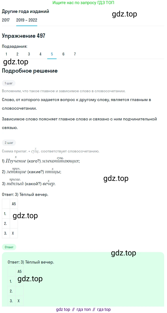 Русский язык, 8 класс Учебник, авторы: Бархударов Степан Григорьевич, Крючков Сергей Ефимович, Максимов Леонард Юрьевич, Чешко Лев Антонович, Николина Наталия Анатольевна, Мишина Клара Ивановна, Текучева Ирина Викторовна, Курцева Зоя Ивановна, Комиссарова Людмила Юрьевна, издательство Просвещение, Москва, 2023, зелёного цвета, страница 249, номер 497, Решение 1 (2019-2023) (продолжение 5)