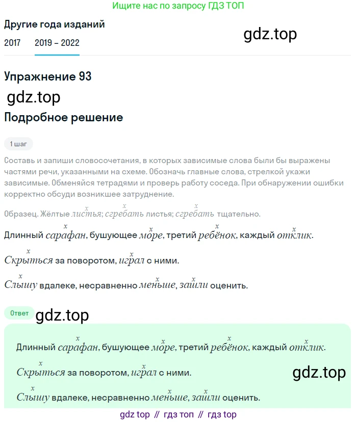 Русский язык, 8 класс Учебник, авторы: Бархударов Степан Григорьевич, Крючков Сергей Ефимович, Максимов Леонард Юрьевич, Чешко Лев Антонович, Николина Наталия Анатольевна, Мишина Клара Ивановна, Текучева Ирина Викторовна, Курцева Зоя Ивановна, Комиссарова Людмила Юрьевна, издательство Просвещение, Москва, 2023, зелёного цвета, страница 49, номер 93, Решение 1 (2019-2023)