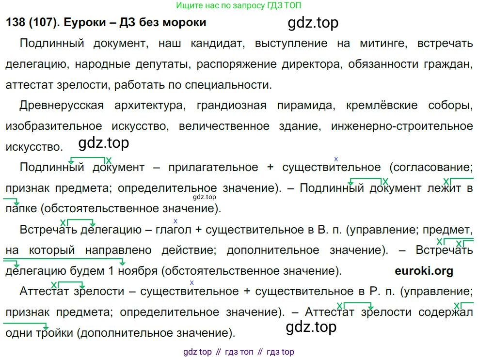 Русский язык, 8 класс Учебник, авторы: Бархударов Степан Григорьевич, Крючков Сергей Ефимович, Максимов Леонард Юрьевич, Чешко Лев Антонович, Николина Наталия Анатольевна, Мишина Клара Ивановна, Текучева Ирина Викторовна, Курцева Зоя Ивановна, Комиссарова Людмила Юрьевна, издательство Просвещение, Москва, 2023, зелёного цвета, страница 72, номер 138, Решение 3 (2019-2022)