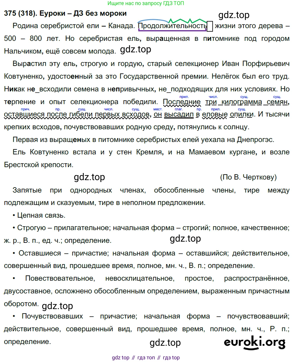 Русский язык, 8 класс Учебник, авторы: Бархударов Степан Григорьевич, Крючков Сергей Ефимович, Максимов Леонард Юрьевич, Чешко Лев Антонович, Николина Наталия Анатольевна, Мишина Клара Ивановна, Текучева Ирина Викторовна, Курцева Зоя Ивановна, Комиссарова Людмила Юрьевна, издательство Просвещение, Москва, 2023, зелёного цвета, страница 191, номер 375, Решение 3 (2019-2022)