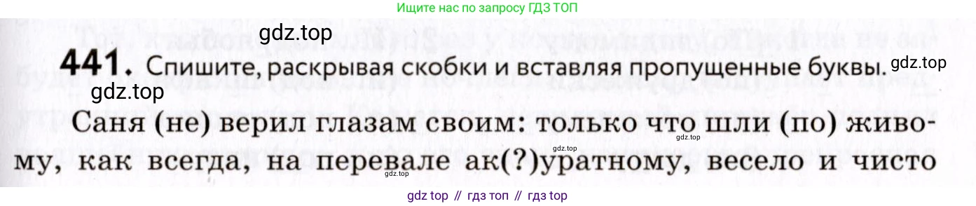 ГДЗ Русский язык, 8 класс Учебник, авторы: Пичугов Юрий Степанович, Еремеева Ангелина Павловна, Купалова Александра Юльевна, Леденёва В В, Лидман-Орлова Галина Кузьминична, Молодцова Светлана Николаевна, Пахнова Т М, Пименова Светлана Николаевна, Талалаева Л Ф, Фоминых Б И, издательство Просвещение, Москва, 2021, белого цвета, страница 201, номер 441, Условие