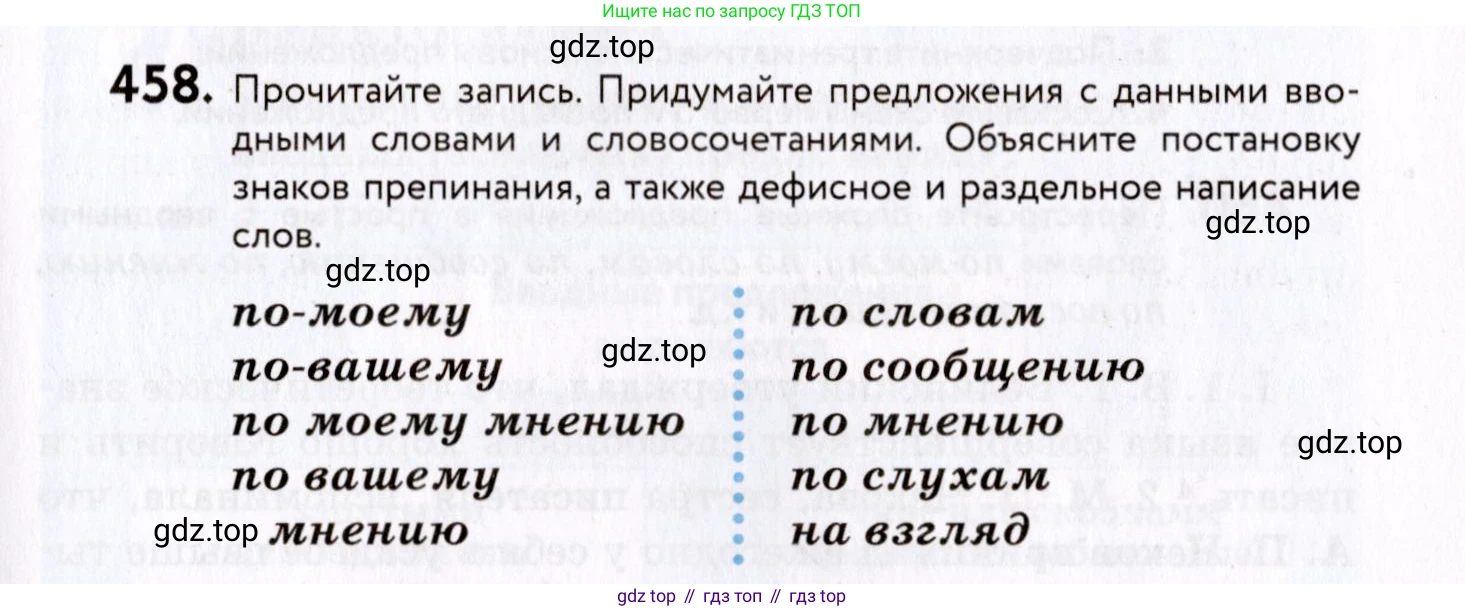 ГДЗ Русский язык, 8 класс Учебник, авторы: Пичугов Юрий Степанович, Еремеева Ангелина Павловна, Купалова Александра Юльевна, Леденёва В В, Лидман-Орлова Галина Кузьминична, Молодцова Светлана Николаевна, Пахнова Т М, Пименова Светлана Николаевна, Талалаева Л Ф, Фоминых Б И, издательство Просвещение, Москва, 2021, белого цвета, страница 209, номер 458, Условие