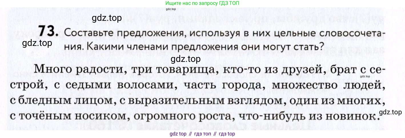 ГДЗ Русский язык, 8 класс Учебник, авторы: Пичугов Юрий Степанович, Еремеева Ангелина Павловна, Купалова Александра Юльевна, Леденёва В В, Лидман-Орлова Галина Кузьминична, Молодцова Светлана Николаевна, Пахнова Т М, Пименова Светлана Николаевна, Талалаева Л Ф, Фоминых Б И, издательство Просвещение, Москва, 2021, белого цвета, страница 42, номер 73, Условие