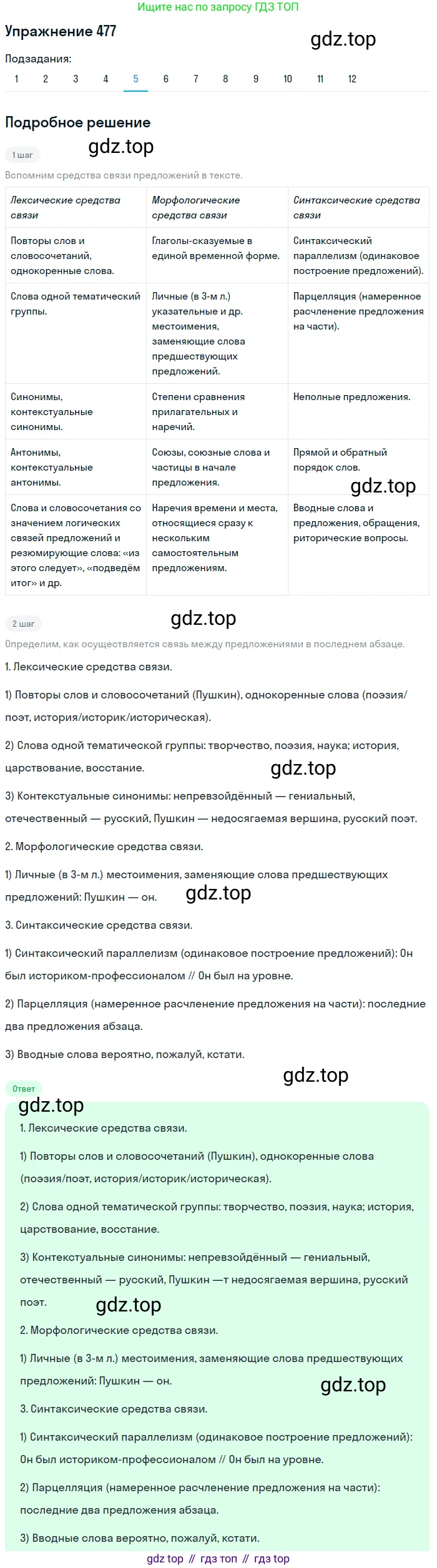 ГДЗ Русский язык, 8 класс Учебник, авторы: Пичугов Юрий Степанович, Еремеева Ангелина Павловна, Купалова Александра Юльевна, Леденёва В В, Лидман-Орлова Галина Кузьминична, Молодцова Светлана Николаевна, Пахнова Т М, Пименова Светлана Николаевна, Талалаева Л Ф, Фоминых Б И, издательство Просвещение, Москва, 2021, белого цвета, страница 217, номер 477, Решение 2 (продолжение 5)