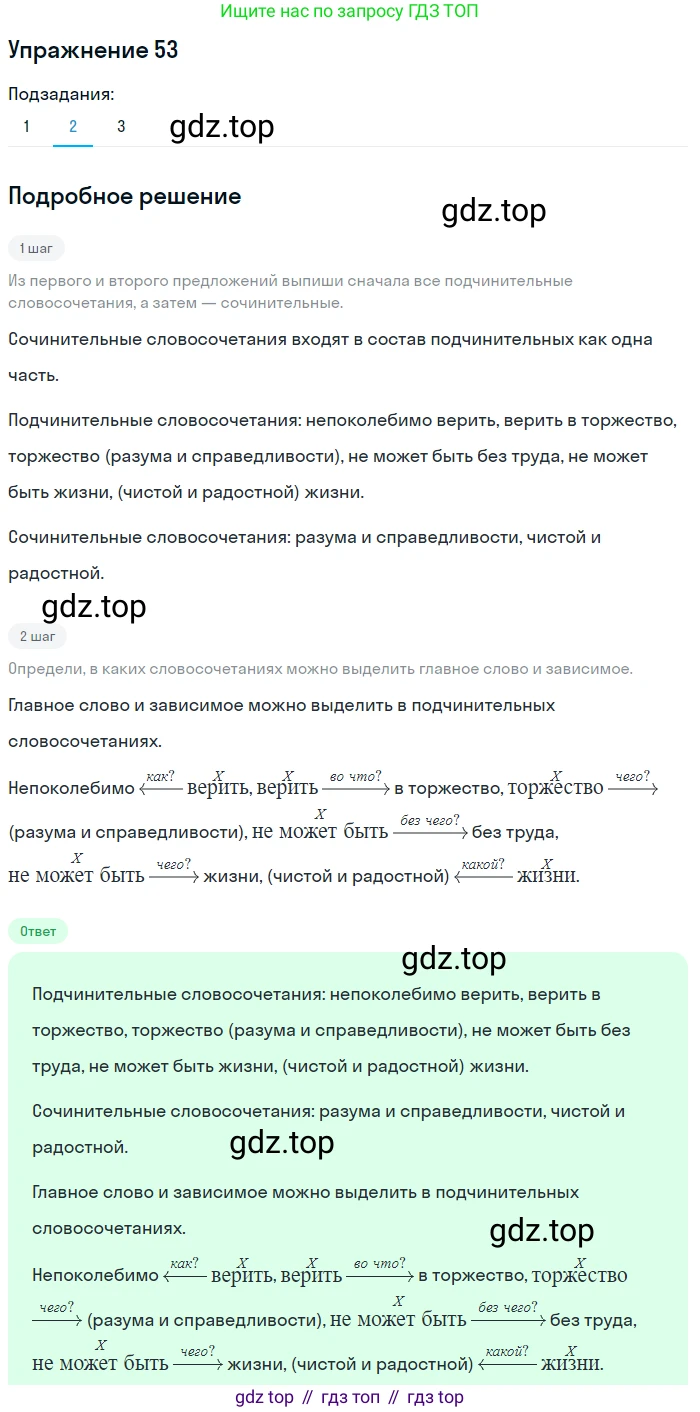 ГДЗ Русский язык, 8 класс Учебник, авторы: Пичугов Юрий Степанович, Еремеева Ангелина Павловна, Купалова Александра Юльевна, Леденёва В В, Лидман-Орлова Галина Кузьминична, Молодцова Светлана Николаевна, Пахнова Т М, Пименова Светлана Николаевна, Талалаева Л Ф, Фоминых Б И, издательство Просвещение, Москва, 2021, белого цвета, страница 32, номер 53, Решение 2 (продолжение 2)