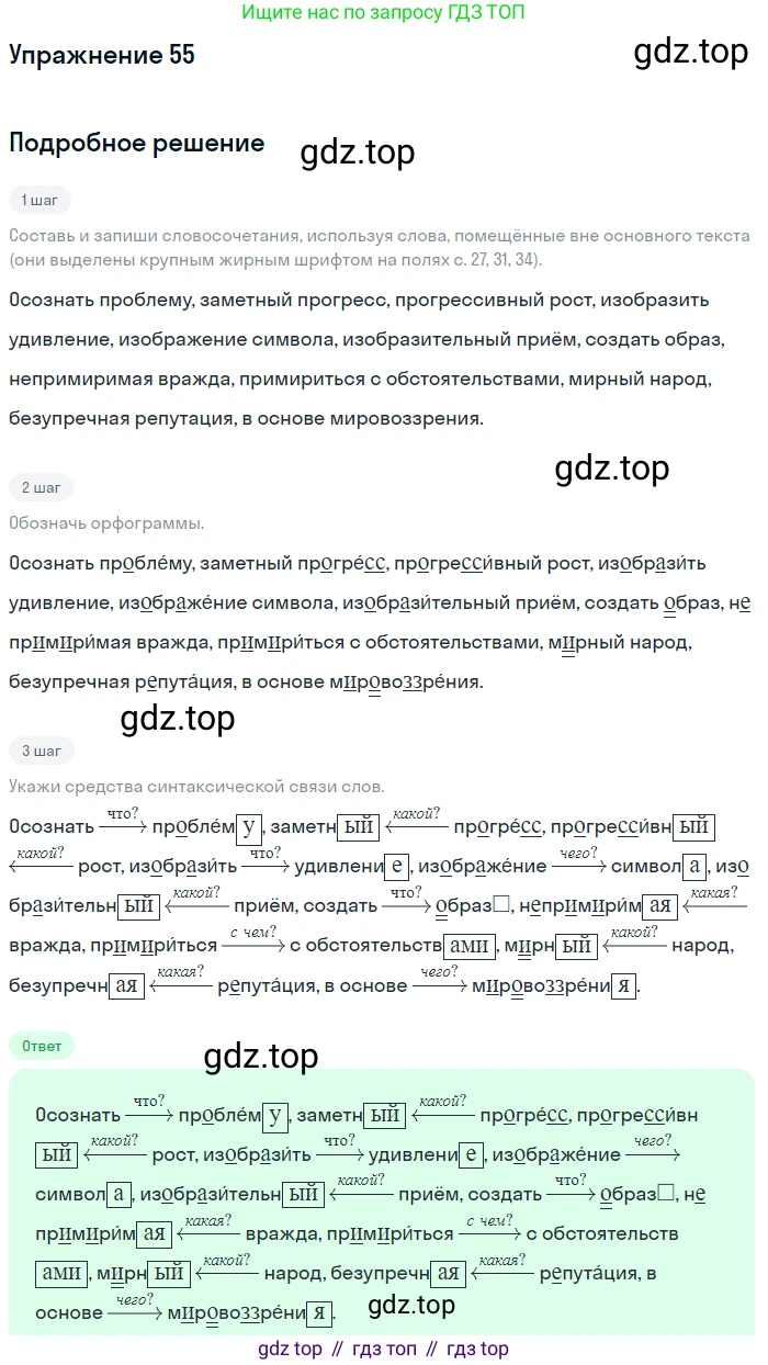 ГДЗ Русский язык, 8 класс Учебник, авторы: Пичугов Юрий Степанович, Еремеева Ангелина Павловна, Купалова Александра Юльевна, Леденёва В В, Лидман-Орлова Галина Кузьминична, Молодцова Светлана Николаевна, Пахнова Т М, Пименова Светлана Николаевна, Талалаева Л Ф, Фоминых Б И, издательство Просвещение, Москва, 2021, белого цвета, страница 33, номер 55, Решение 2