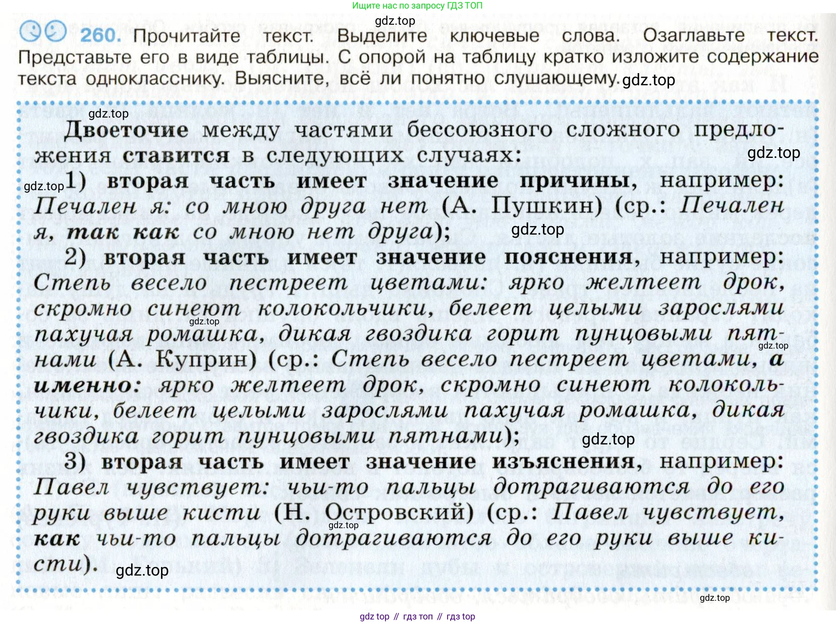 ГДЗ Русский язык, 9 класс Учебник, авторы: Бархударов Степан Григорьевич, Крючков Сергей Ефимович, Максимов Леонард Юрьевич, Чешко Лев Антонович, Николина Наталия Анатольевна, Мишина Клара Ивановна, Текучева Ирина Викторовна, Курцева Зоя Ивановна, Комиссарова Людмила Юрьевна, издательство Просвещение, Москва, 2023, салатового цвета, страница 132, номер 260, Условие 2019-2022