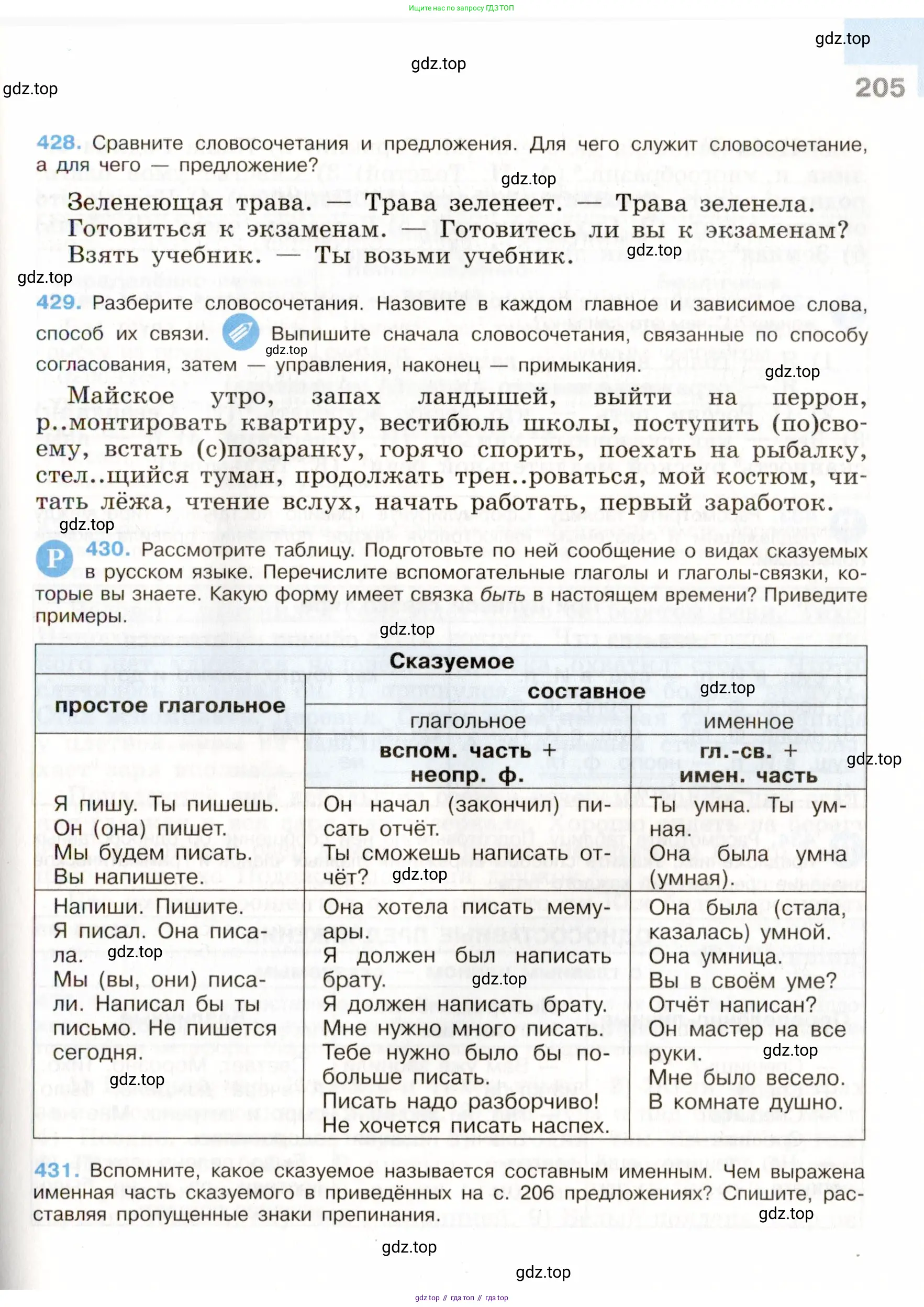Русский язык, 9 класс Учебник, авторы: Бархударов Степан Григорьевич, Крючков Сергей Ефимович, Максимов Леонард Юрьевич, Чешко Лев Антонович, Николина Наталия Анатольевна, Мишина Клара Ивановна, Текучева Ирина Викторовна, Курцева Зоя Ивановна, Комиссарова Людмила Юрьевна, издательство Просвещение, Москва, 2023, салатового цвета, страница 205