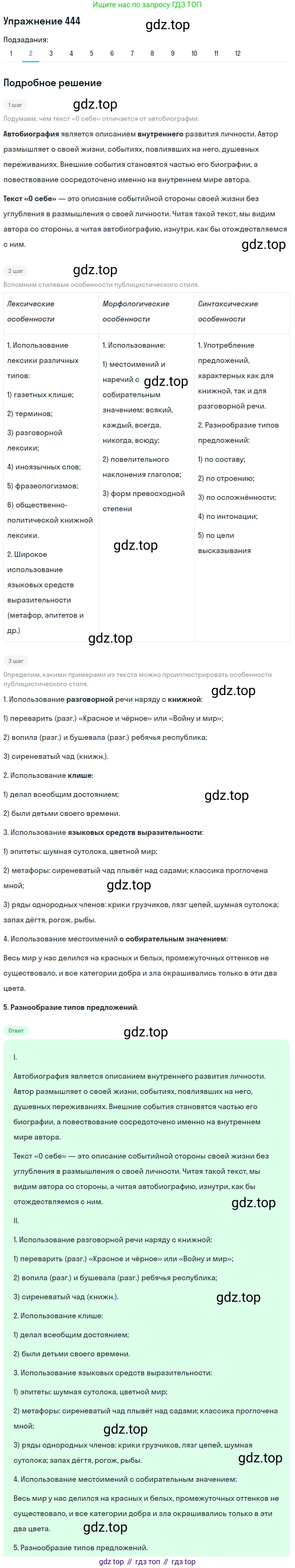 ГДЗ Русский язык, 9 класс Учебник, авторы: Пичугов Юрий Степанович, Еремеева Ангелина Павловна, Купалова Александра Юльевна, Лидман-Орлова Галина Кузьминична, Молодцова Светлана Николаевна, Пахнова Т М, Пименова Светлана Николаевна, Талалаева Л Ф, Фоминых Б И, издательство Просвещение, Москва, 2021, белого цвета, страница 292, номер 444, Решение 2 (продолжение 2)