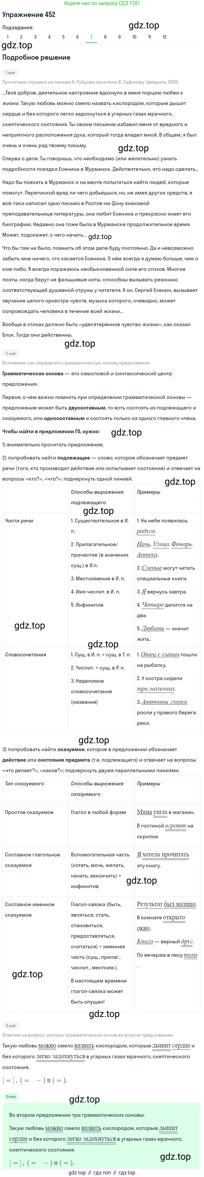ГДЗ Русский язык, 9 класс Учебник, авторы: Пичугов Юрий Степанович, Еремеева Ангелина Павловна, Купалова Александра Юльевна, Лидман-Орлова Галина Кузьминична, Молодцова Светлана Николаевна, Пахнова Т М, Пименова Светлана Николаевна, Талалаева Л Ф, Фоминых Б И, издательство Просвещение, Москва, 2021, белого цвета, страница 304, номер 452, Решение 2 (продолжение 7)