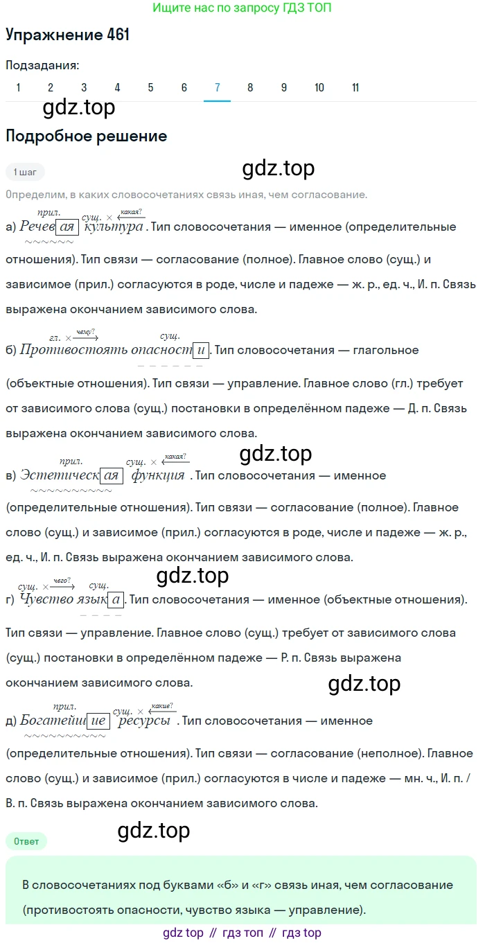 ГДЗ Русский язык, 9 класс Учебник, авторы: Пичугов Юрий Степанович, Еремеева Ангелина Павловна, Купалова Александра Юльевна, Лидман-Орлова Галина Кузьминична, Молодцова Светлана Николаевна, Пахнова Т М, Пименова Светлана Николаевна, Талалаева Л Ф, Фоминых Б И, издательство Просвещение, Москва, 2021, белого цвета, страница 314, номер 461, Решение 2 (продолжение 7)