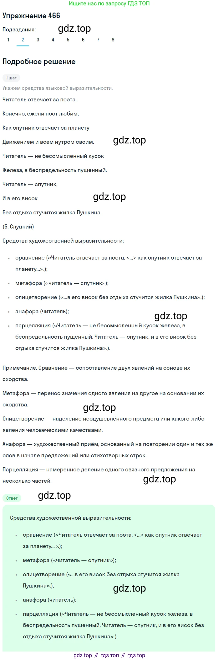 ГДЗ Русский язык, 9 класс Учебник, авторы: Пичугов Юрий Степанович, Еремеева Ангелина Павловна, Купалова Александра Юльевна, Лидман-Орлова Галина Кузьминична, Молодцова Светлана Николаевна, Пахнова Т М, Пименова Светлана Николаевна, Талалаева Л Ф, Фоминых Б И, издательство Просвещение, Москва, 2021, белого цвета, страница 318, номер 466, Решение 2 (продолжение 2)