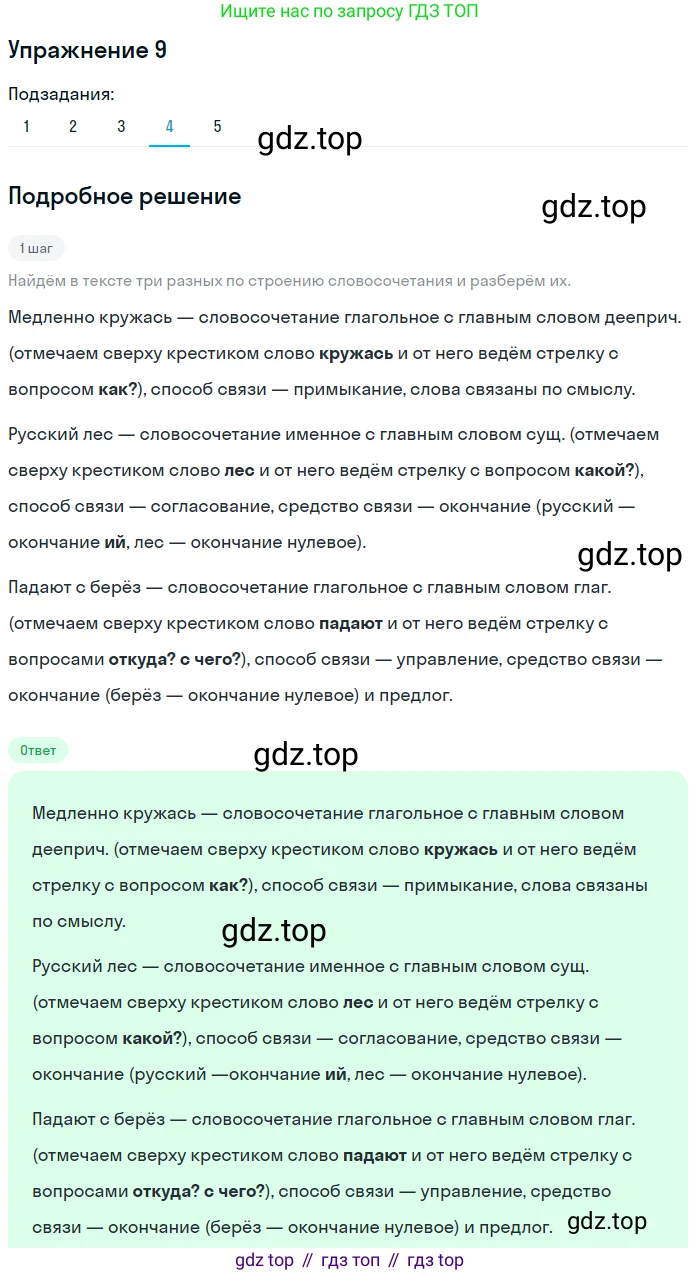 ГДЗ Русский язык, 9 класс Учебник, авторы: Пичугов Юрий Степанович, Еремеева Ангелина Павловна, Купалова Александра Юльевна, Лидман-Орлова Галина Кузьминична, Молодцова Светлана Николаевна, Пахнова Т М, Пименова Светлана Николаевна, Талалаева Л Ф, Фоминых Б И, издательство Просвещение, Москва, 2021, белого цвета, страница 15, номер 9, Решение 2 (продолжение 4)
