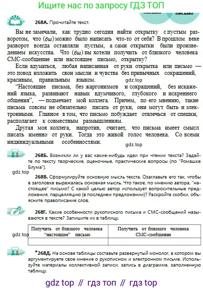 Русский язык, 9 класс Учебник, авторы: Сабитова Зинаида Какбаевна, Бейсембаев Амангельды Ракишевич, издательство Мектеп, Алматы, 2019, страница 171, номер 268, Условие