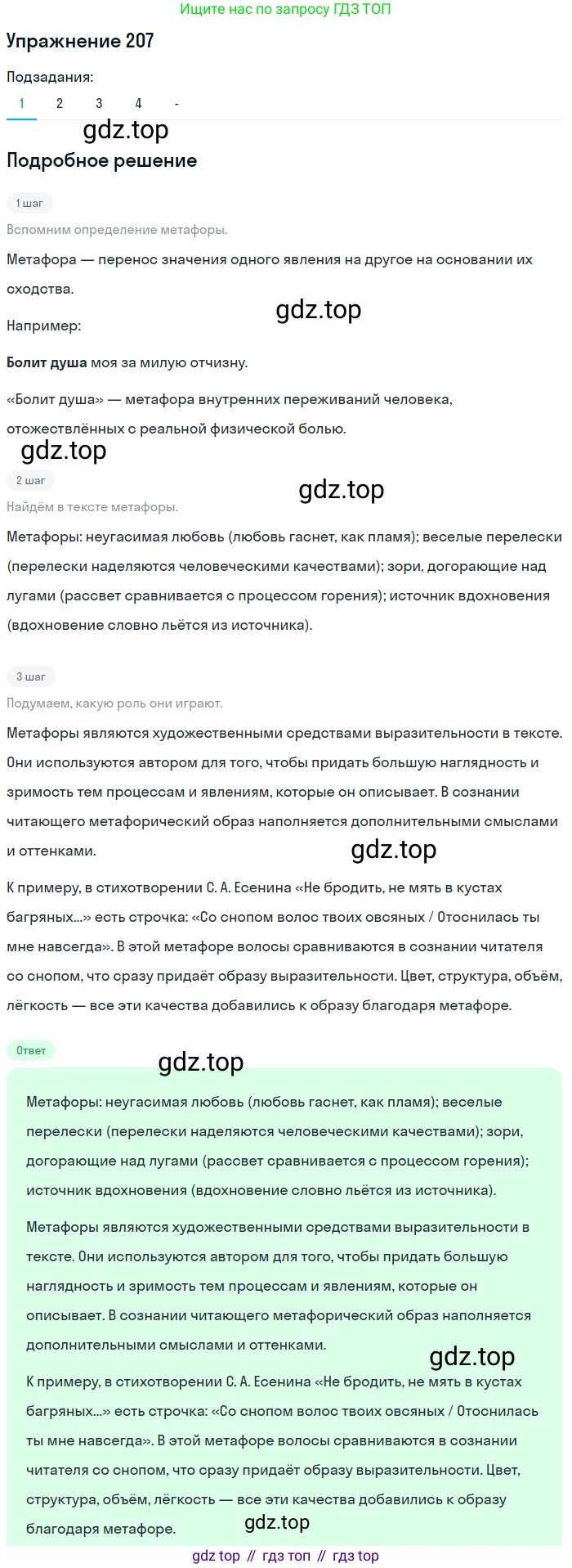 Русский язык, 10-11 класс Учебник, авторы: Гольцова Нина Григорьевна, Шамшин Игорь Викторович, Мищерина Марина Алексеевна, издательство Русское слово, Москва, 2022, белого цвета, Часть 1, страница 190, номер 207, Решение 2