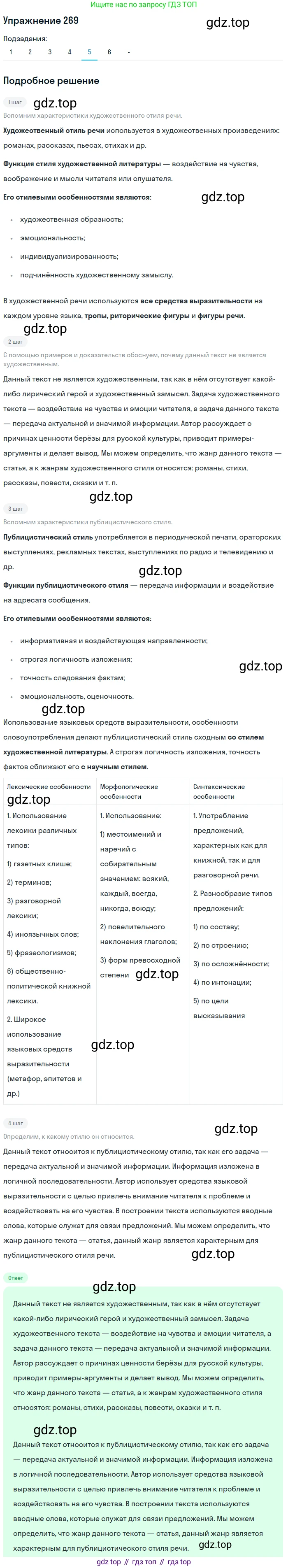 Русский язык, 10-11 класс Учебник, авторы: Гольцова Нина Григорьевна, Шамшин Игорь Викторович, Мищерина Марина Алексеевна, издательство Русское слово, Москва, 2022, белого цвета, Часть 1, страница 253, номер 269, Решение 2 (продолжение 5)