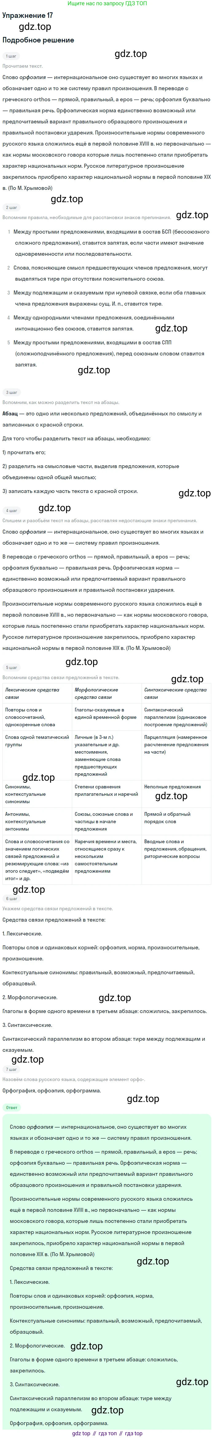 Русский язык, 10-11 класс Учебник, авторы: Греков Василий Фёдорович, Крючков Сергей Ефимович, Чешко Лев Антонович, Николина Наталия Анатольевна, Богданова Галина Александровна, издательство Просвещение, Москва, 2015, бежевого цвета, страница 18, номер 17, Решение 1