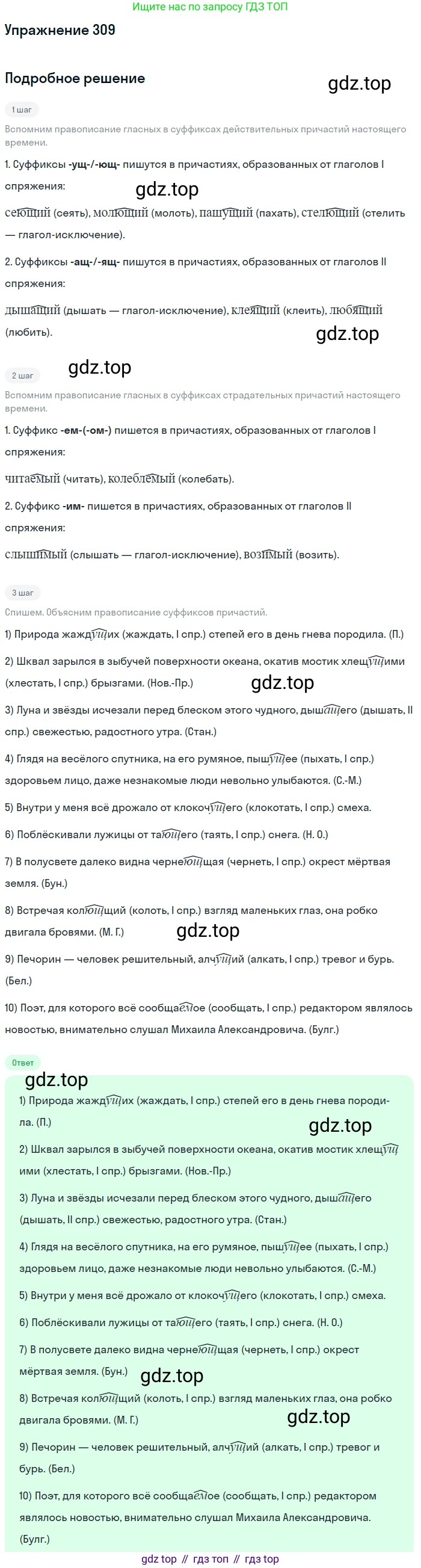 Русский язык, 10-11 класс Учебник, авторы: Греков Василий Фёдорович, Крючков Сергей Ефимович, Чешко Лев Антонович, Николина Наталия Анатольевна, Богданова Галина Александровна, издательство Просвещение, Москва, 2015, бежевого цвета, страница 196, номер 309, Решение 1