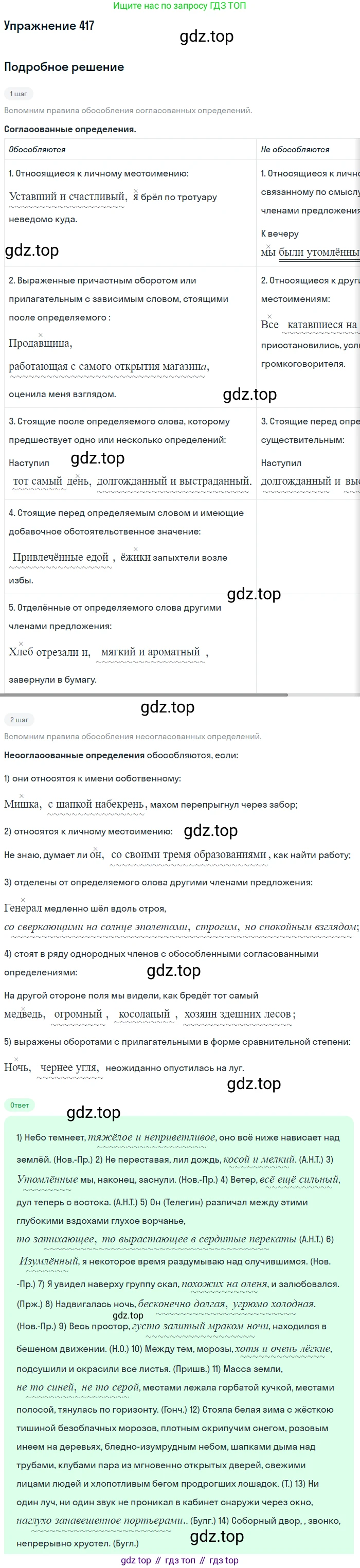 Русский язык, 10-11 класс Учебник, авторы: Греков Василий Фёдорович, Крючков Сергей Ефимович, Чешко Лев Антонович, Николина Наталия Анатольевна, Богданова Галина Александровна, издательство Просвещение, Москва, 2015, бежевого цвета, страница 277, номер 417, Решение 1
