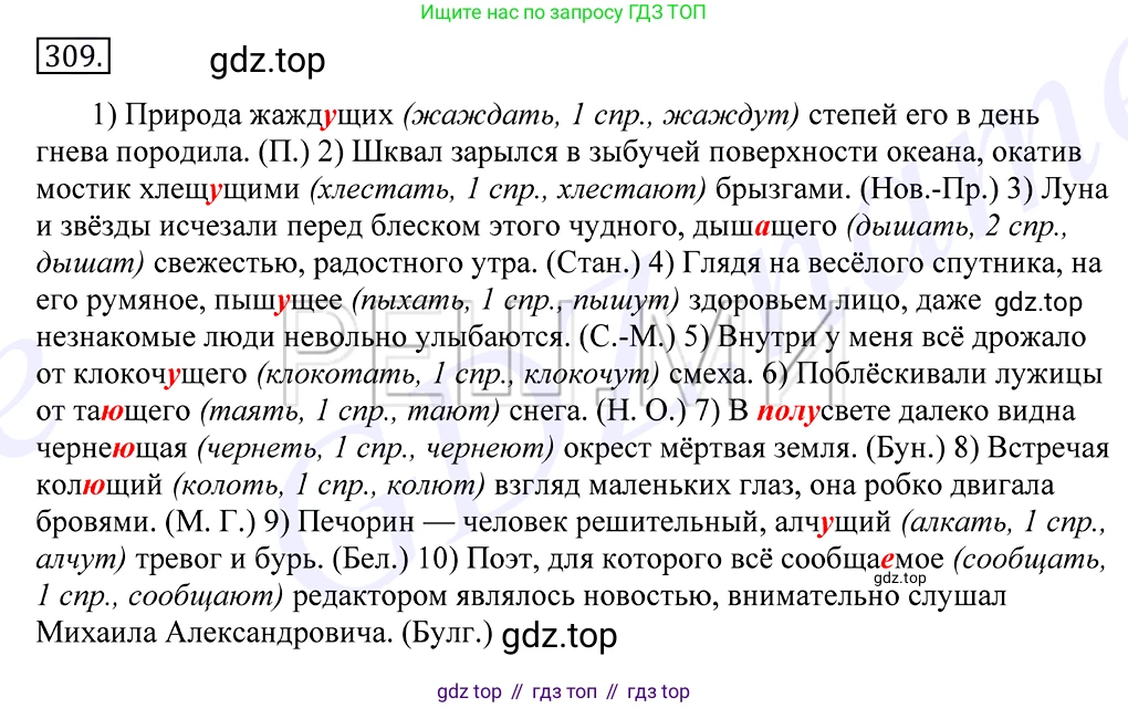 Русский язык, 10-11 класс Учебник, авторы: Греков Василий Фёдорович, Крючков Сергей Ефимович, Чешко Лев Антонович, Николина Наталия Анатольевна, Богданова Галина Александровна, издательство Просвещение, Москва, 2015, бежевого цвета, страница 196, номер 309, Решение 2