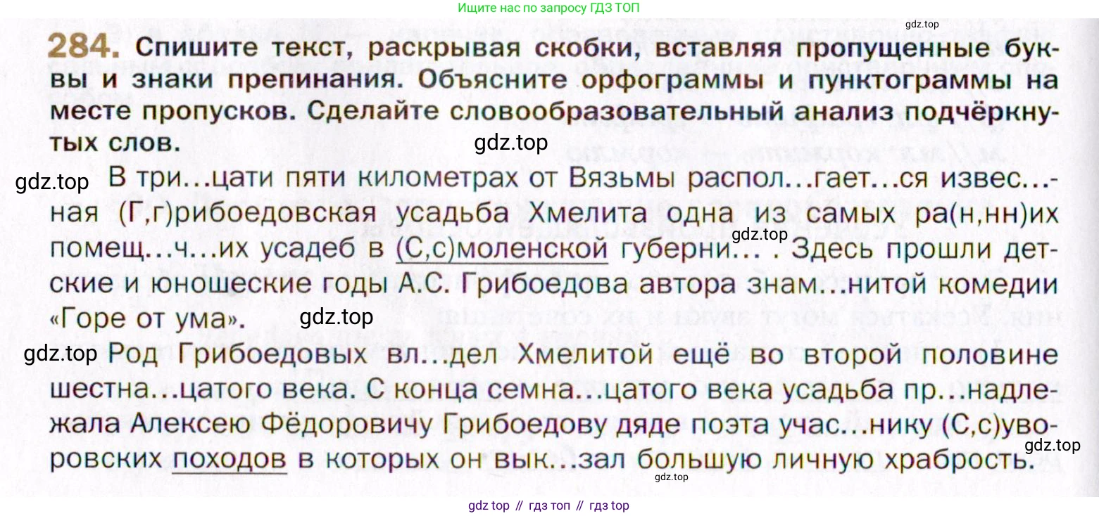 Русский язык, 10 класс Учебник, автор: Гусарова Ирина Васильевна, издательство Просвещение, Москва, 2021, коричневого цвета, Часть 6, страница 398, номер 284, Условие