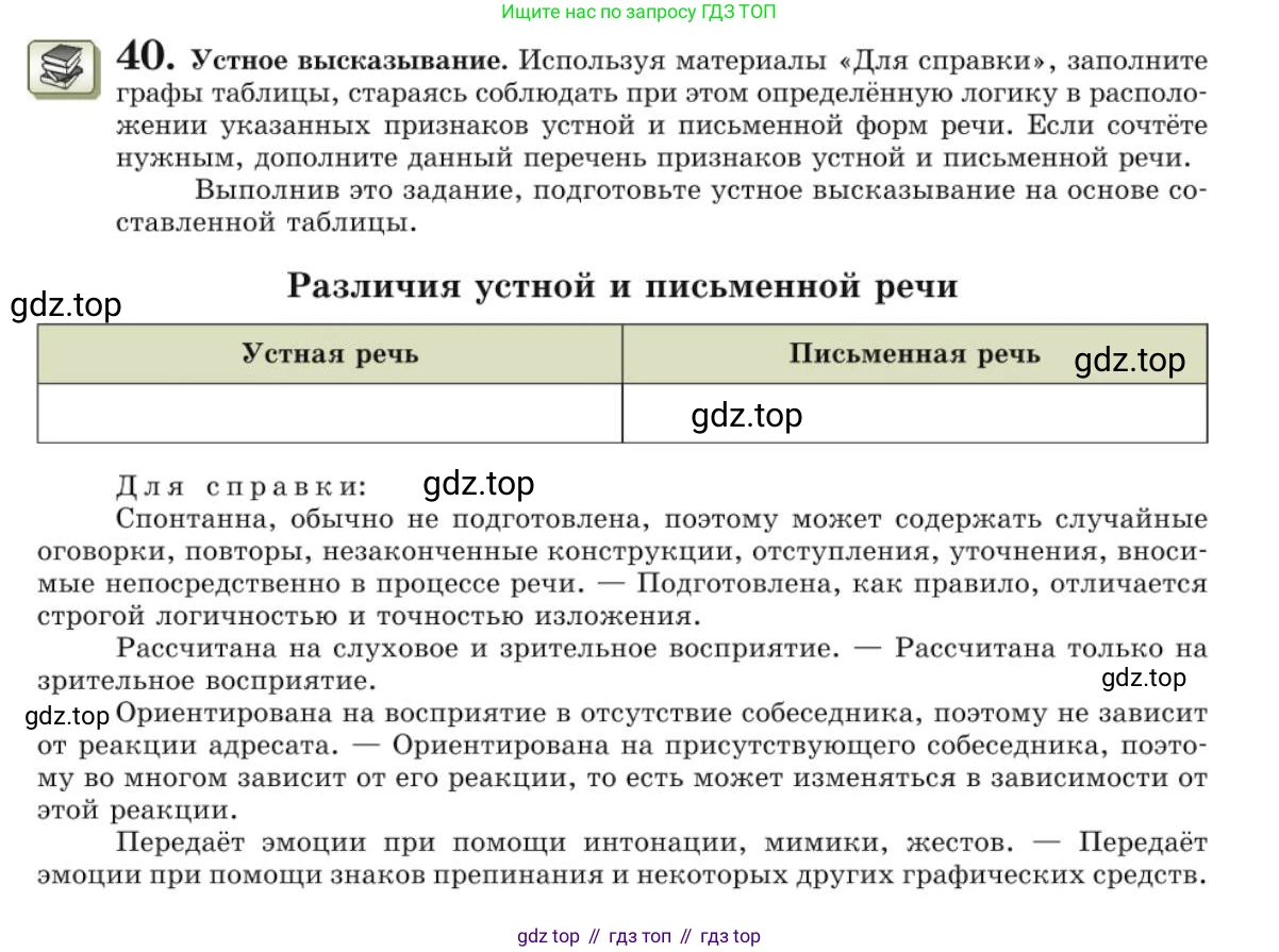 Русский язык, 10 класс Учебник, авторы: Львова Светлана Ивановна, Львов Валентин Витальевич, издательство Мнемозина, Москва, 2019, страница 46, номер 40, Условие