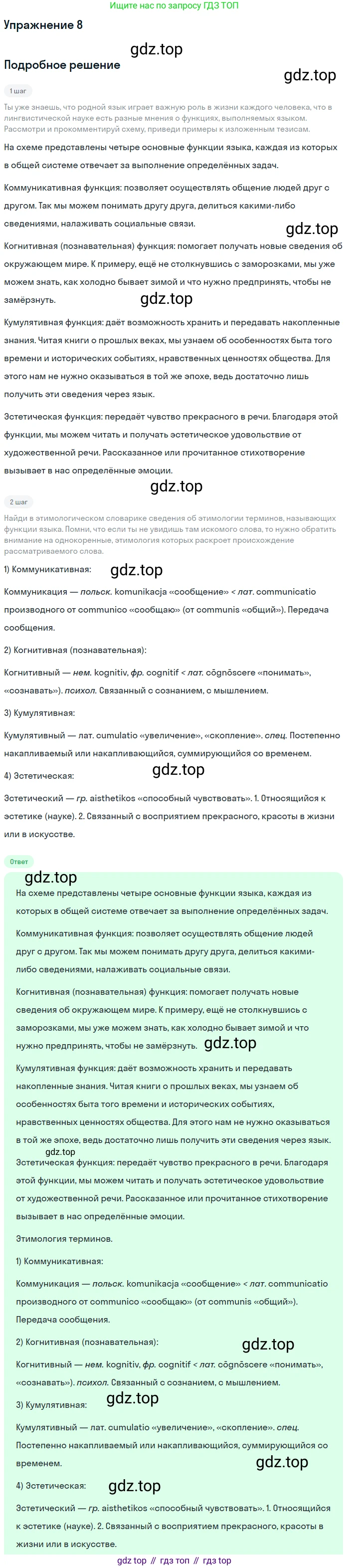 Русский язык, 10 класс Учебник, авторы: Львова Светлана Ивановна, Львов Валентин Витальевич, издательство Мнемозина, Москва, 2019, страница 14, номер 8, Решение