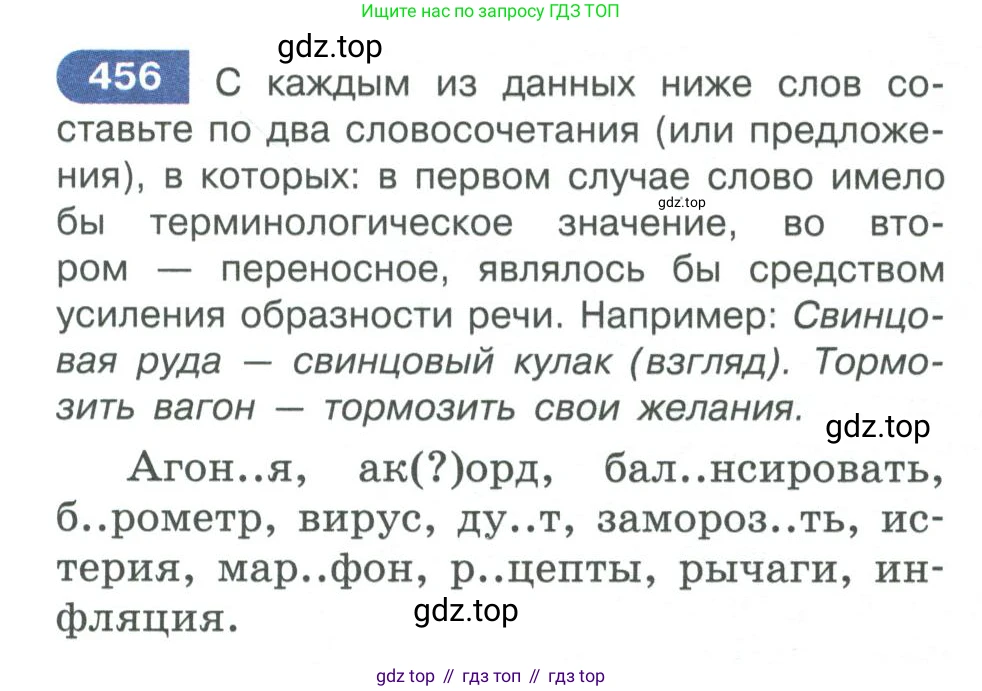 ГДЗ Русский язык, 10-11 класс Учебник, авторы: Рыбченкова Лидия Макаровна, Александрова Ольга Макаровна, Нарушевич Андрей Георгиевич, Голубева Ирина Валериевна, Гостева Юлия Николаевна, Григорьев Андрей Владимирович, Добротина Ирина Нургаиновна, Кузина Анна Николаевна, Власенков Александр Иванович, издательство Просвещение, Москва, 2019, страница 225, номер 456, Условие 2019-2022