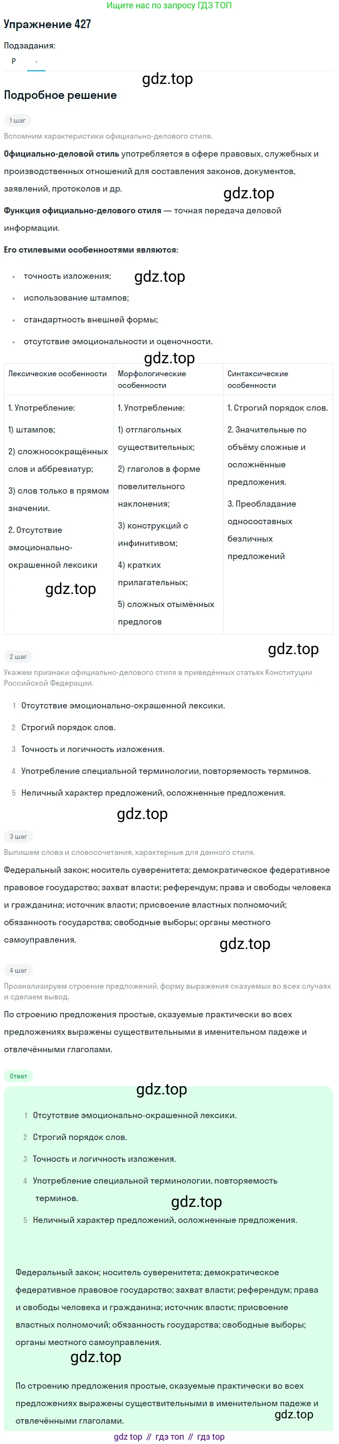 ГДЗ Русский язык, 10-11 класс Учебник, авторы: Рыбченкова Лидия Макаровна, Александрова Ольга Макаровна, Нарушевич Андрей Георгиевич, Голубева Ирина Валериевна, Гостева Юлия Николаевна, Григорьев Андрей Владимирович, Добротина Ирина Нургаиновна, Кузина Анна Николаевна, Власенков Александр Иванович, издательство Просвещение, Москва, 2019, страница 209, номер 427, Решение 2019-2022 (продолжение 2)