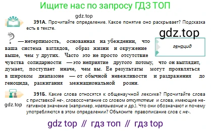 Русский язык, 10 класс Учебник, авторы: Сабитова Зинаида Какбаевна, Алтынбекова Ольга Баймухановна, издательство Мектеп, Алматы, 2019, оранжевого цвета, страница 243, номер 391, Условие