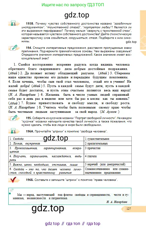 Русский язык, 10 класс Учебник, авторы: Сабитова Зинаида Какбаевна, Алтынбекова Ольга Баймухановна, издательство Мектеп, Алматы, 2019, оранжевого цвета, страница 127