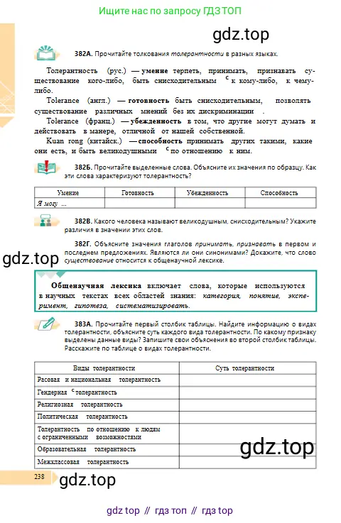 Русский язык, 10 класс Учебник, авторы: Сабитова Зинаида Какбаевна, Алтынбекова Ольга Баймухановна, издательство Мектеп, Алматы, 2019, оранжевого цвета, страница 238
