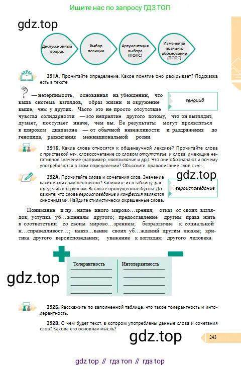 Русский язык, 10 класс Учебник, авторы: Сабитова Зинаида Какбаевна, Алтынбекова Ольга Баймухановна, издательство Мектеп, Алматы, 2019, оранжевого цвета, страница 243