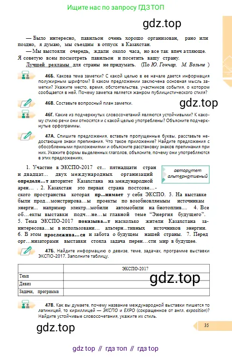 Русский язык, 10 класс Учебник, авторы: Сабитова Зинаида Какбаевна, Алтынбекова Ольга Баймухановна, издательство Мектеп, Алматы, 2019, оранжевого цвета, страница 35