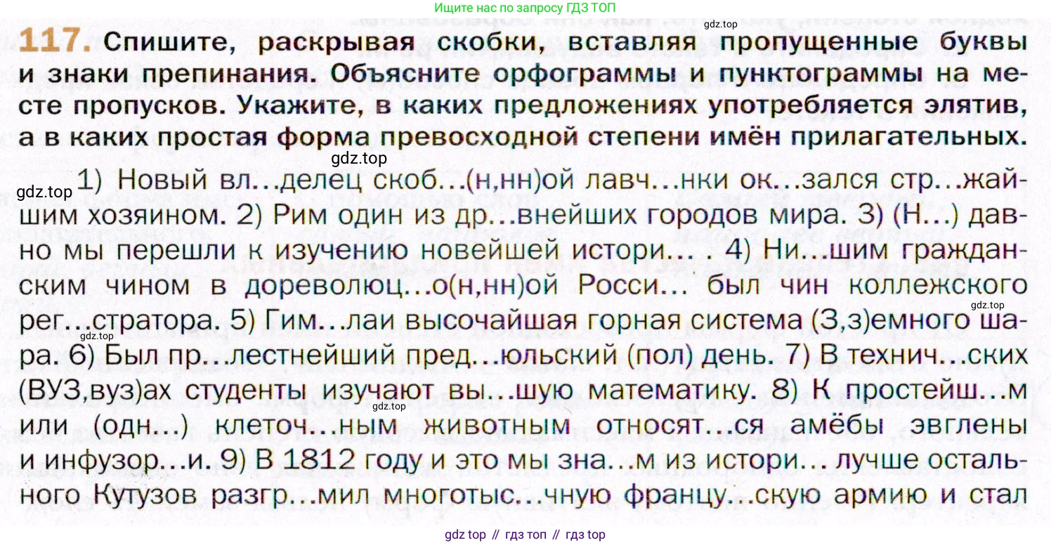 ГДЗ Русский язык, 11 класс Учебник, автор: Гусарова Ирина Васильевна, издательство Просвещение, Москва, 2021, жёлтого цвета, страница 198, номер 117, Условие