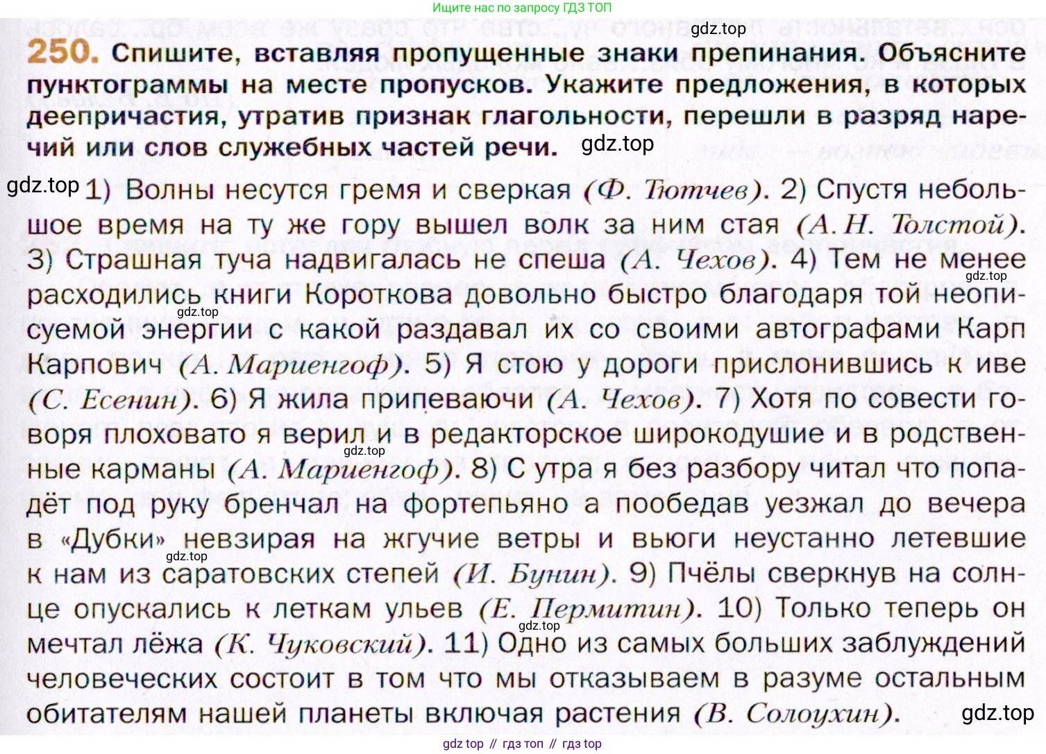 ГДЗ Русский язык, 11 класс Учебник, автор: Гусарова Ирина Васильевна, издательство Просвещение, Москва, 2021, жёлтого цвета, страница 375, номер 250, Условие