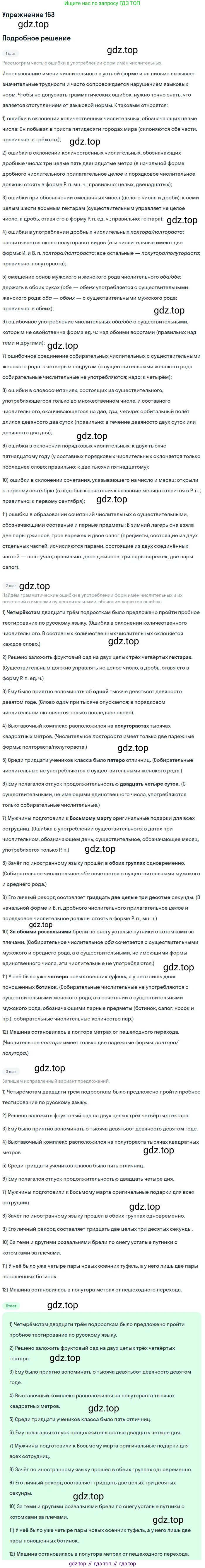 ГДЗ Русский язык, 11 класс Учебник, автор: Гусарова Ирина Васильевна, издательство Просвещение, Москва, 2021, жёлтого цвета, страница 250, номер 163, Решение