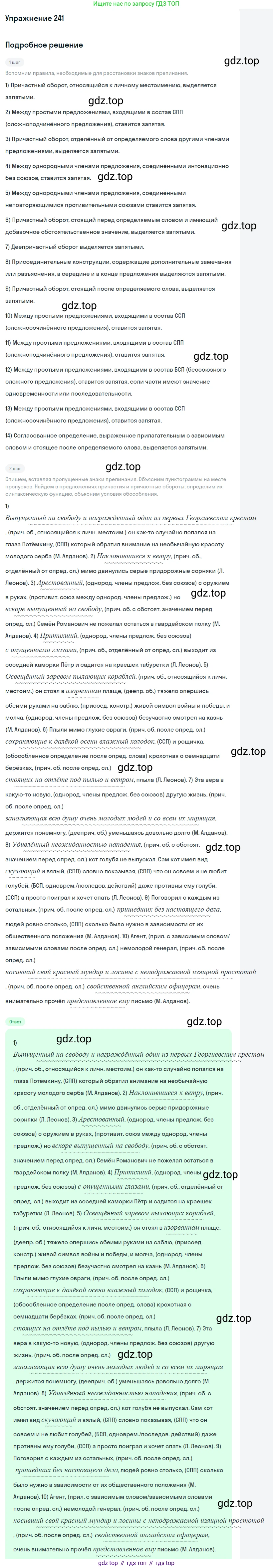 ГДЗ Русский язык, 11 класс Учебник, автор: Гусарова Ирина Васильевна, издательство Просвещение, Москва, 2021, жёлтого цвета, страница 363, номер 241, Решение