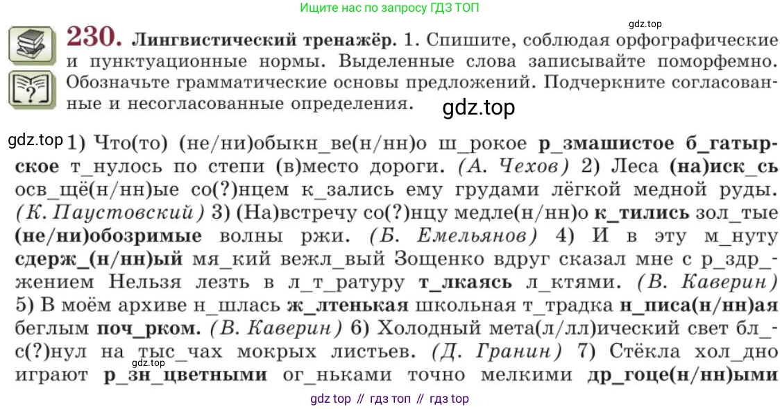 Русский язык, 11 класс Учебник, авторы: Львова Светлана Ивановна, Львов Валентин Витальевич, издательство Мнемозина, Москва, 2019, серого цвета, страница 272, номер 230, Условие