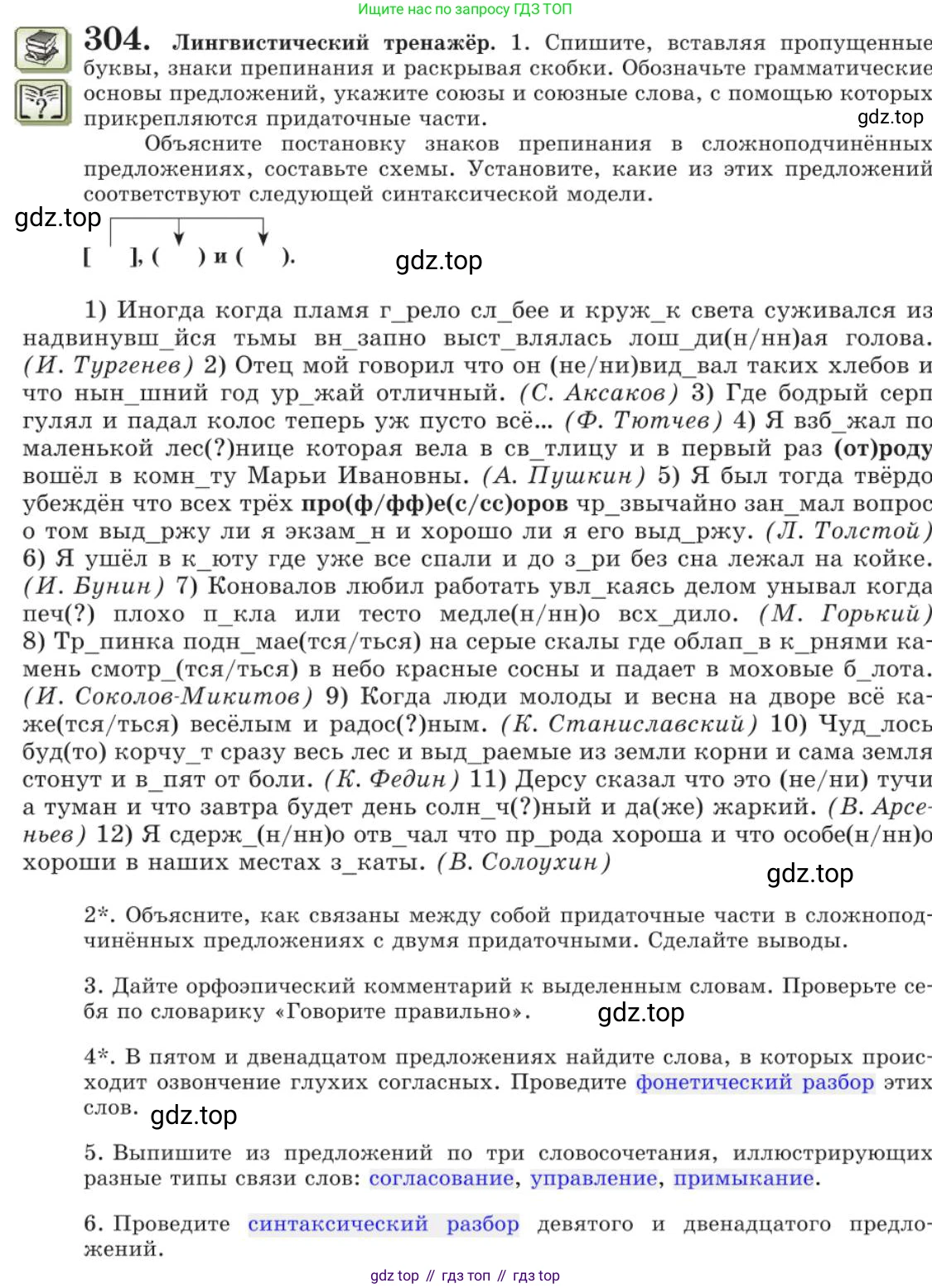 Русский язык, 11 класс Учебник, авторы: Львова Светлана Ивановна, Львов Валентин Витальевич, издательство Мнемозина, Москва, 2019, серого цвета, страница 327, номер 304, Условие