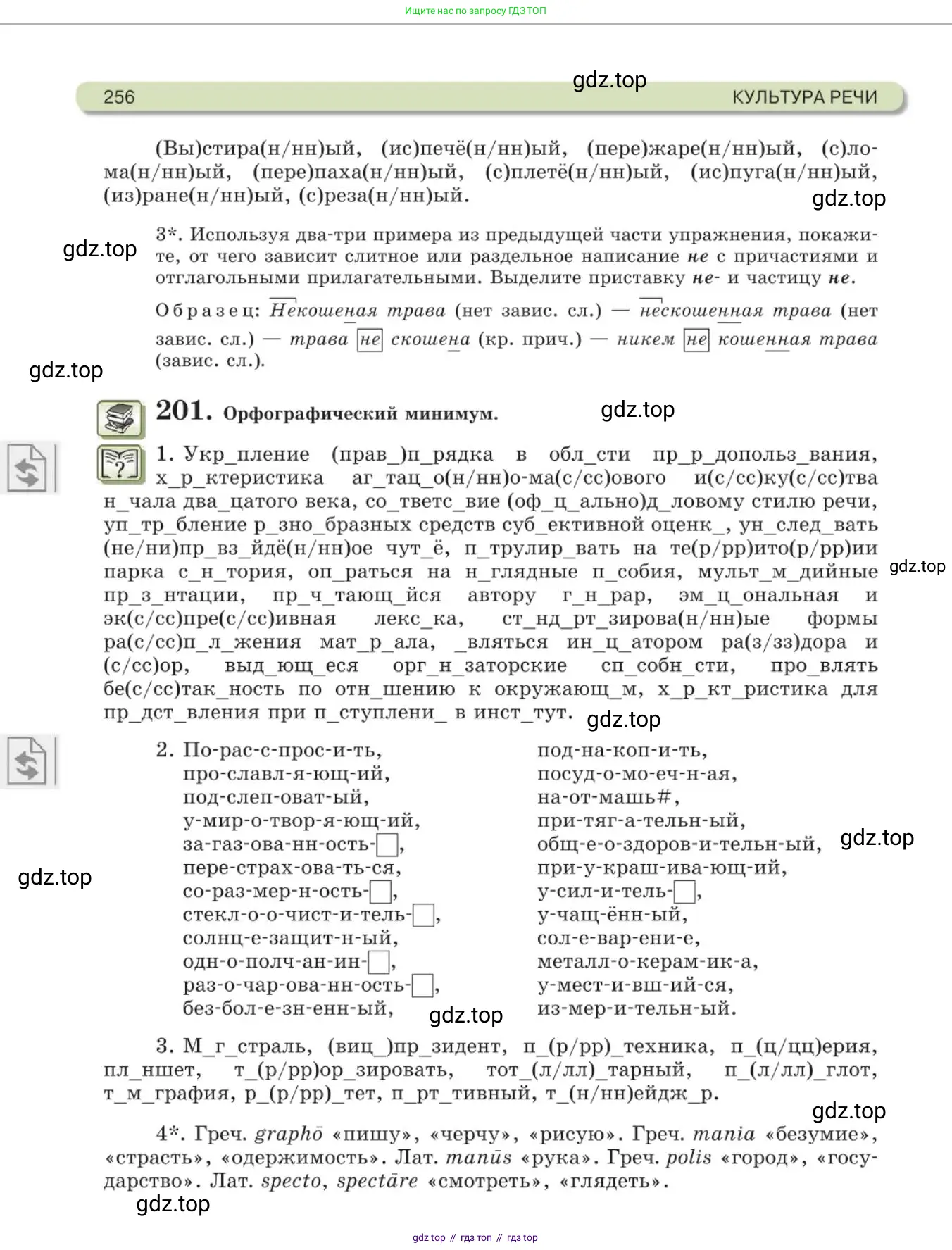 Русский язык, 11 класс Учебник, авторы: Львова Светлана Ивановна, Львов Валентин Витальевич, издательство Мнемозина, Москва, 2019, серого цвета, страница 256