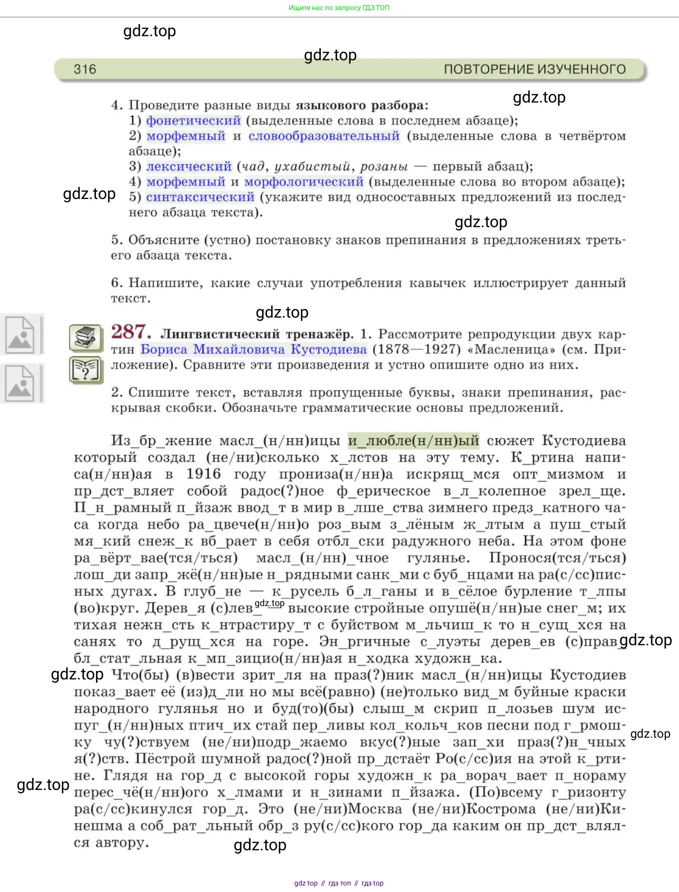 Русский язык, 11 класс Учебник, авторы: Львова Светлана Ивановна, Львов Валентин Витальевич, издательство Мнемозина, Москва, 2019, серого цвета, страница 316