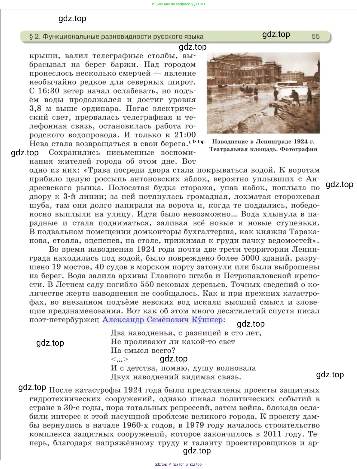 Русский язык, 11 класс Учебник, авторы: Львова Светлана Ивановна, Львов Валентин Витальевич, издательство Мнемозина, Москва, 2019, серого цвета, страница 55