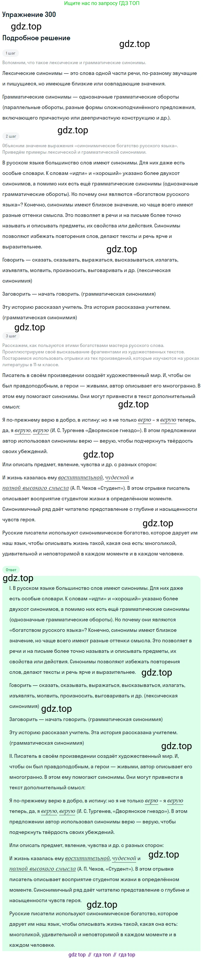 Русский язык, 11 класс Учебник, авторы: Львова Светлана Ивановна, Львов Валентин Витальевич, издательство Мнемозина, Москва, 2019, серого цвета, страница 324, номер 300, Решение