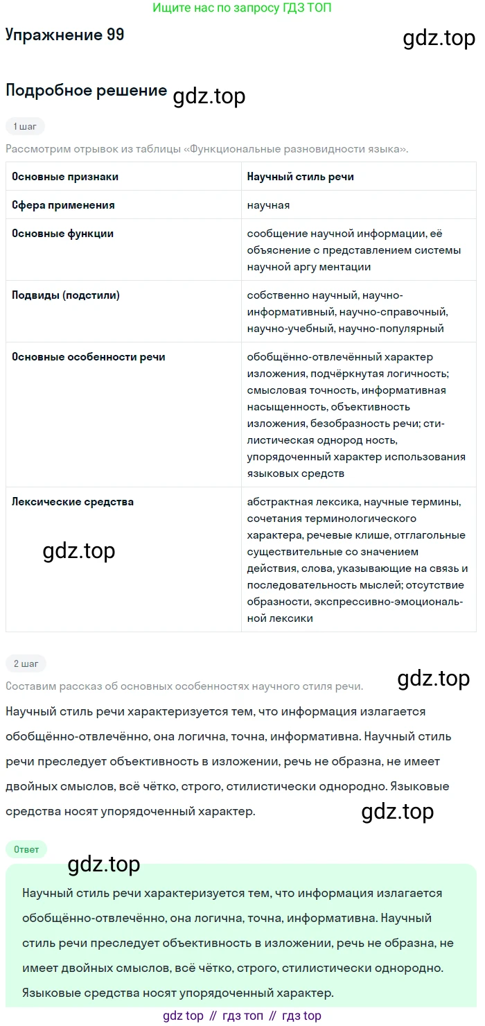 Русский язык, 11 класс Учебник, авторы: Львова Светлана Ивановна, Львов Валентин Витальевич, издательство Мнемозина, Москва, 2019, серого цвета, страница 139, номер 99, Решение