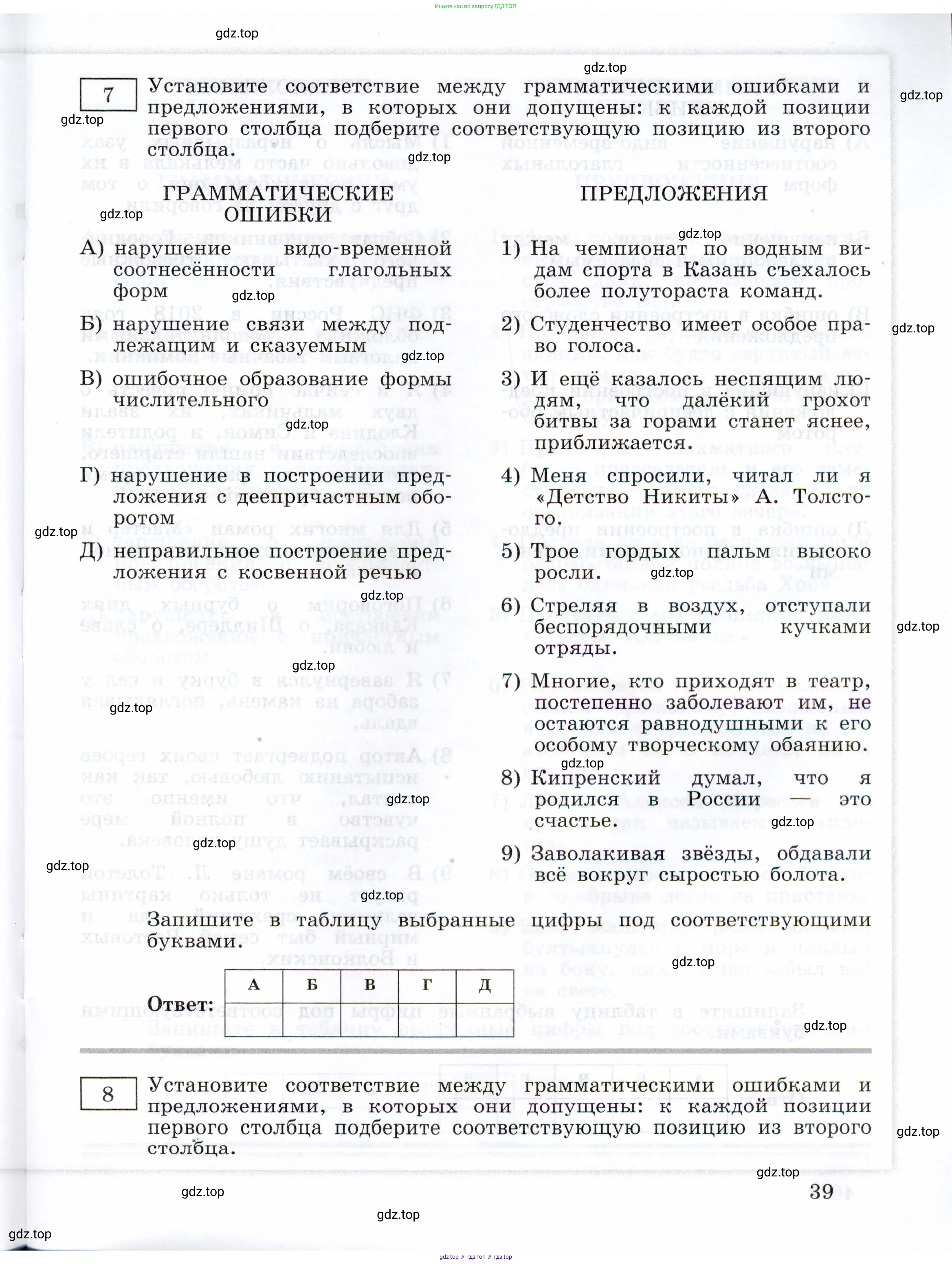 ГДЗ Русский язык, 11 класс Тетрадь-тренажёр, авторы: Маслов Вячеслав Васильевич, Бондарцова Юлия Львовна, издательство Просвещение, Москва, 2019, красного цвета, страница 39
