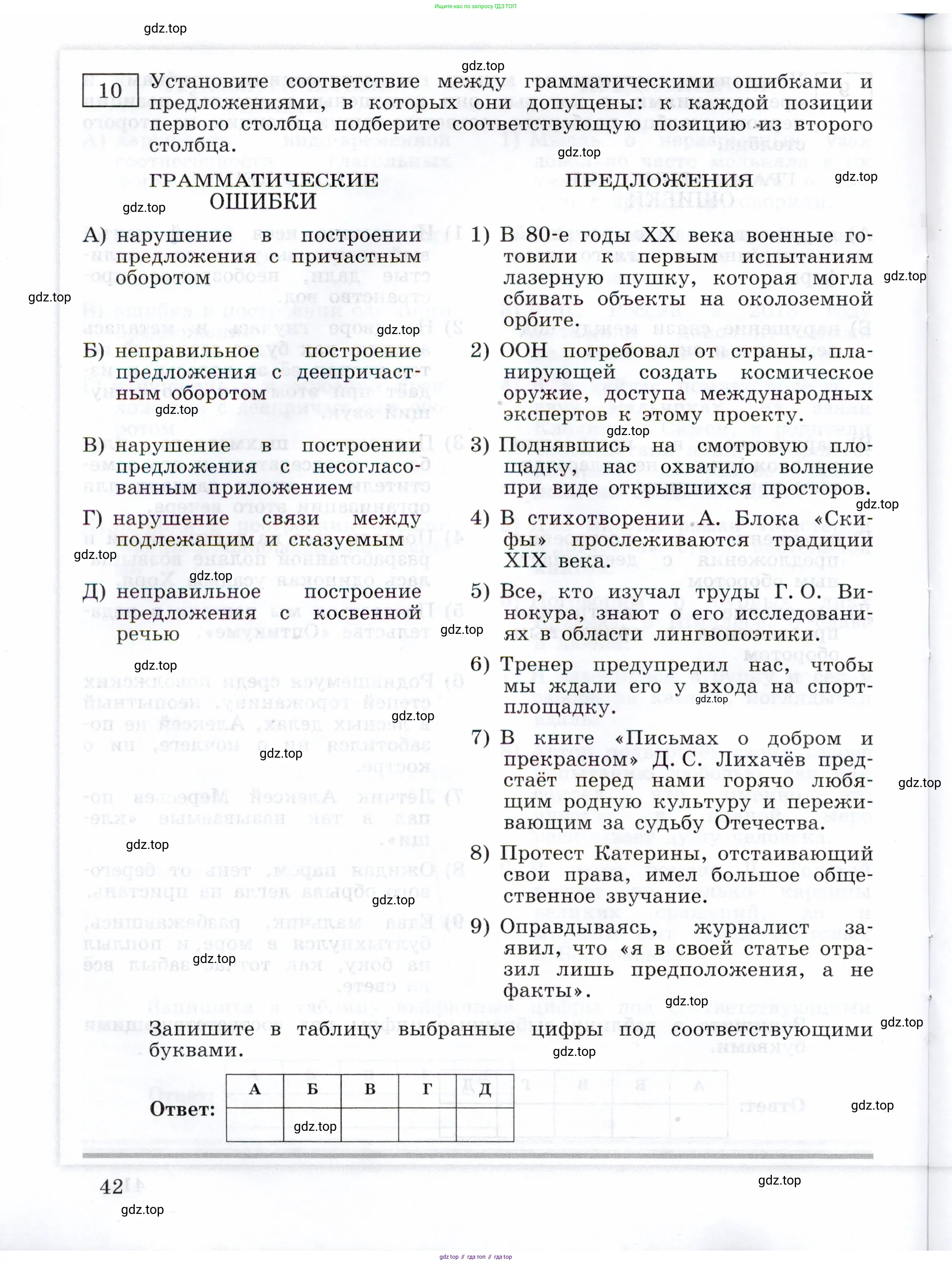 ГДЗ Русский язык, 11 класс Тетрадь-тренажёр, авторы: Маслов Вячеслав Васильевич, Бондарцова Юлия Львовна, издательство Просвещение, Москва, 2019, красного цвета, страница 42