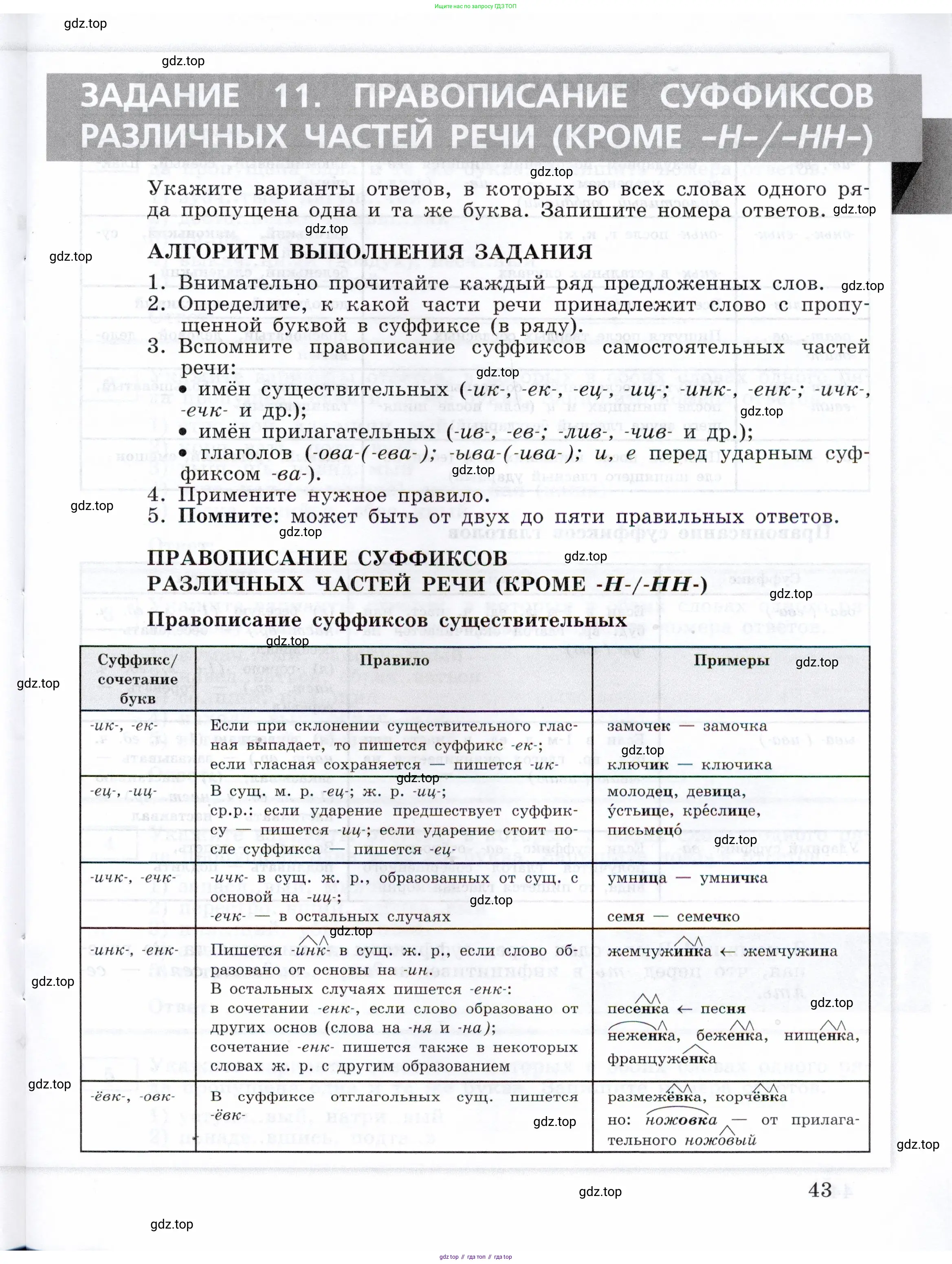 ГДЗ Русский язык, 11 класс Тетрадь-тренажёр, авторы: Маслов Вячеслав Васильевич, Бондарцова Юлия Львовна, издательство Просвещение, Москва, 2019, красного цвета, страница 43