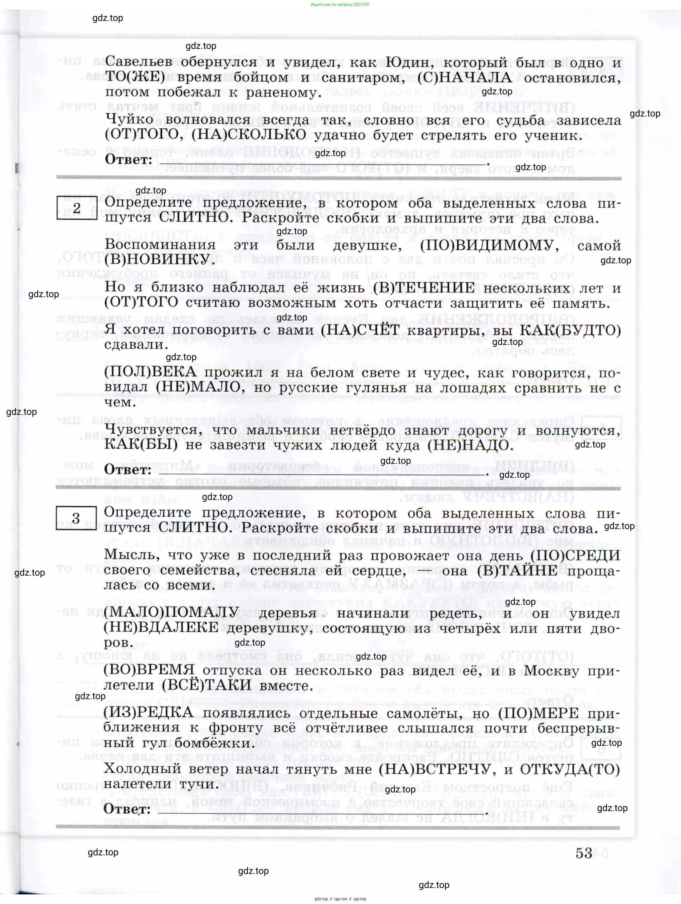 ГДЗ Русский язык, 11 класс Тетрадь-тренажёр, авторы: Маслов Вячеслав Васильевич, Бондарцова Юлия Львовна, издательство Просвещение, Москва, 2019, красного цвета, страница 53
